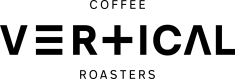 Vertical Coffee Roasters black and white logo. 